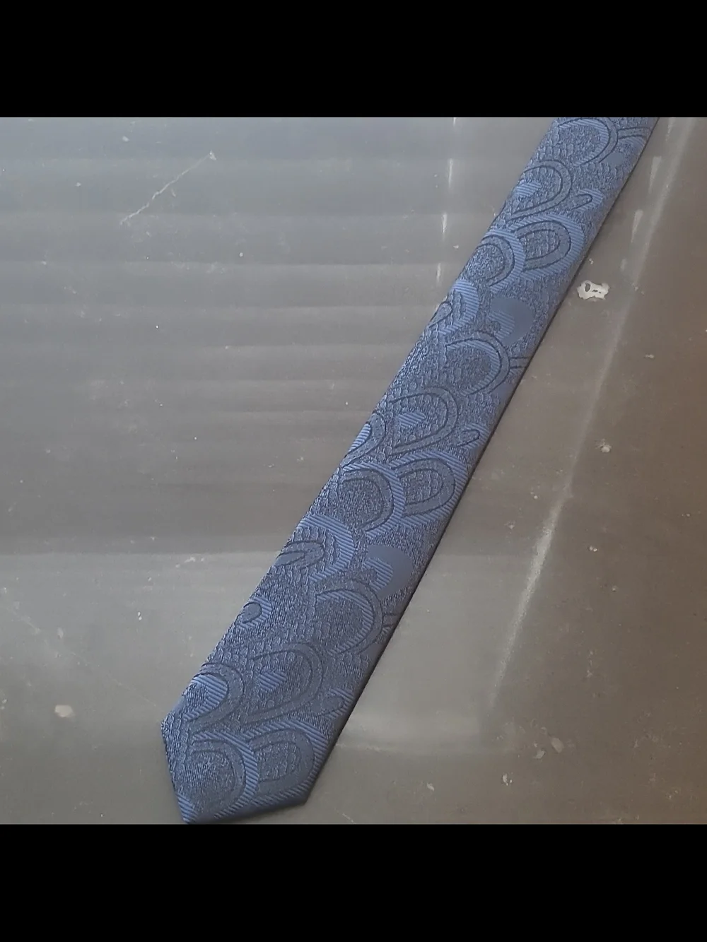 Fusion Uomo Fantasia Men's Blue Paisley Pattern Woven Necktie Skinny Tie 80s